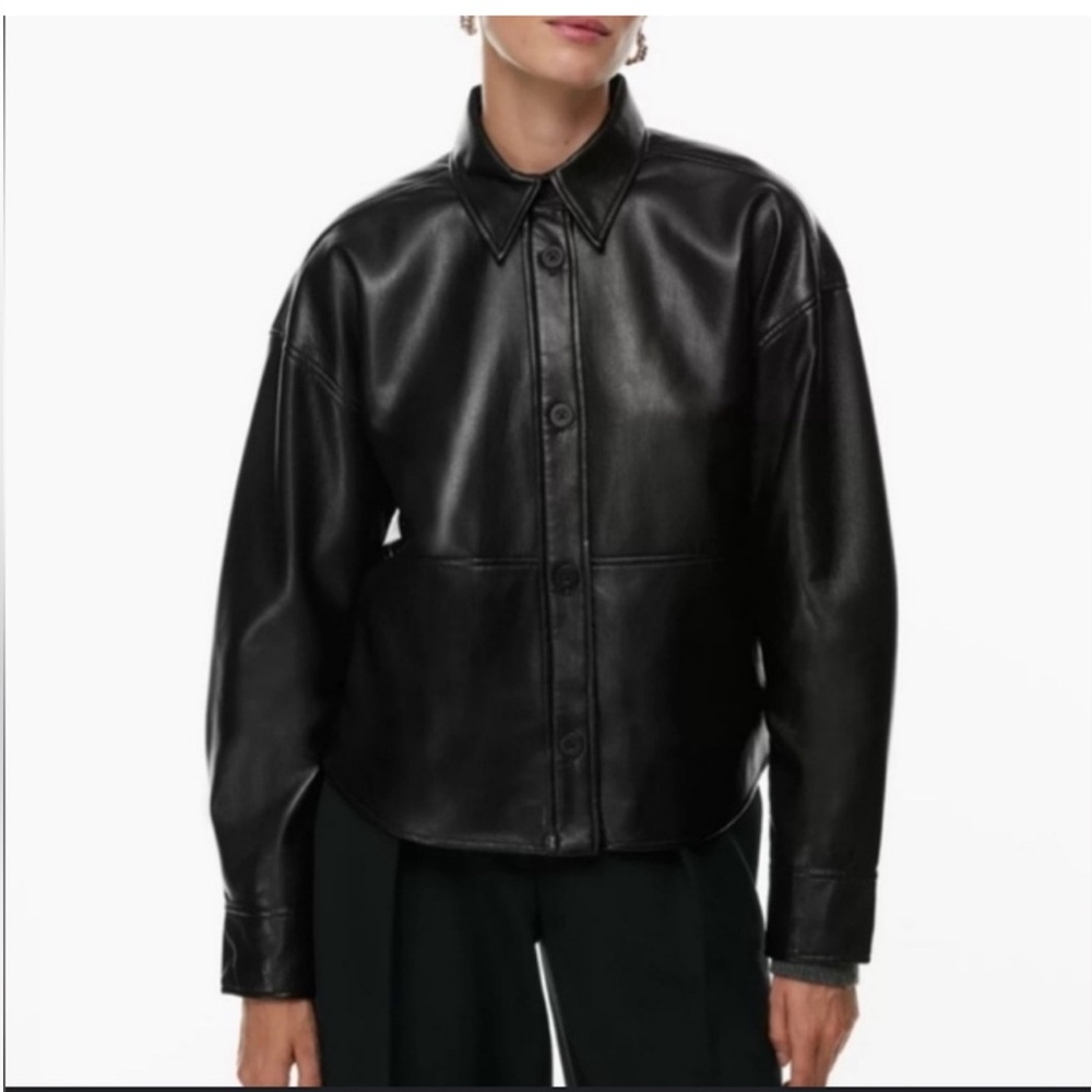 Aritzia Babaton Pelli Hip Vegan Leather Jacket Black 2XS